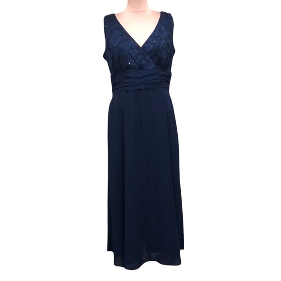 Robe De Soirée Bleue Perles R&M Richards Taille 14 - Occasion Très Bon état